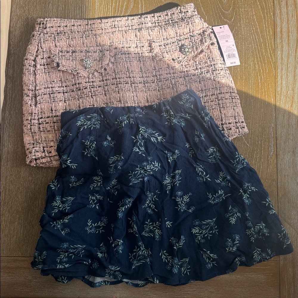 Stylish Tweed and Floral Skirts Set